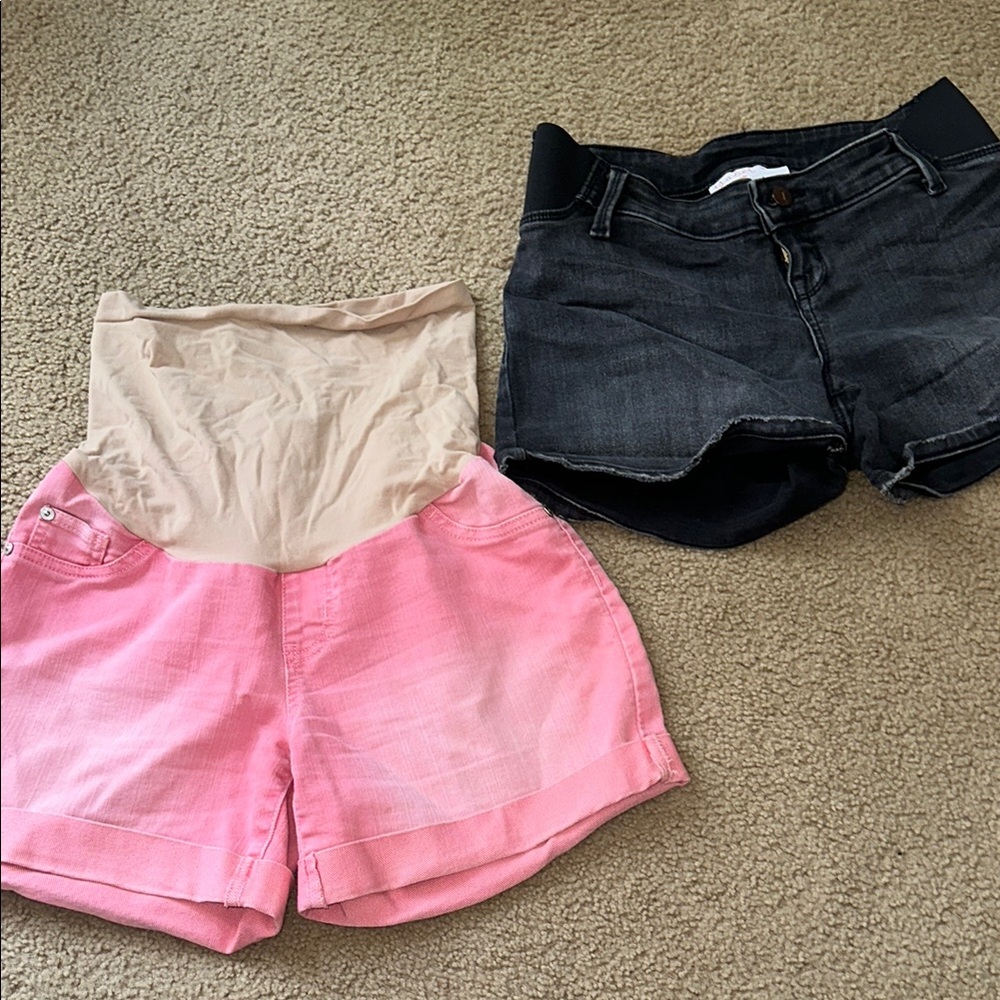 Pink and Black Maternity Shorts Set